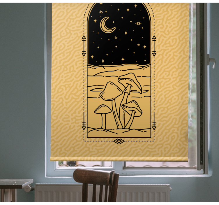 Mushroom Moonlit Scene animals roller blind - TenStickers