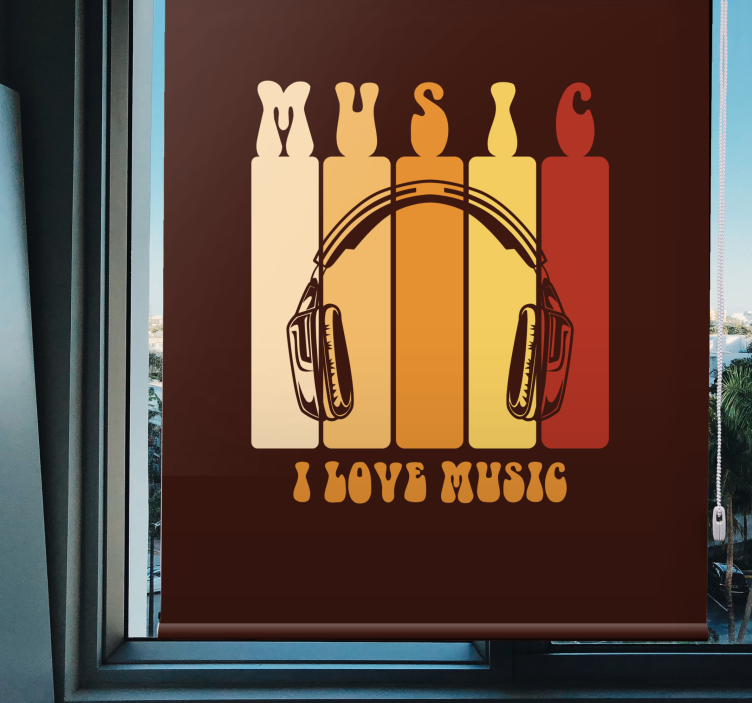 Music headphones design custom roller blind - TenStickers