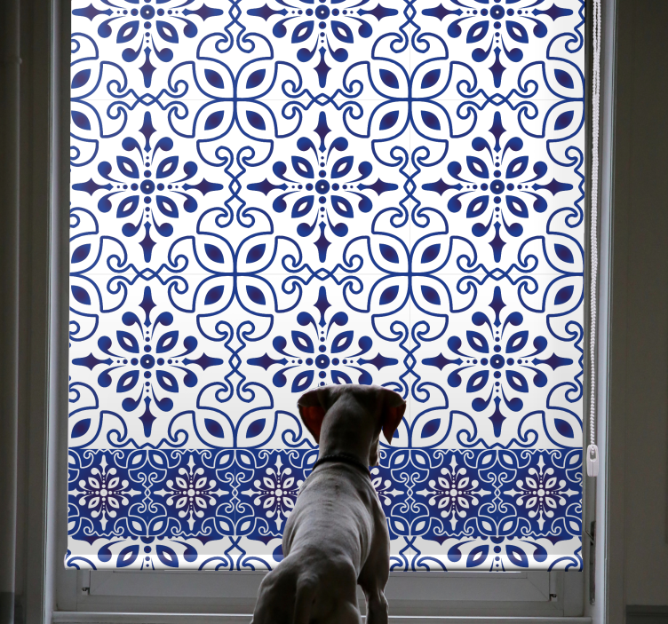 Ornate blue tiles bathroom roller blind - TenStickers