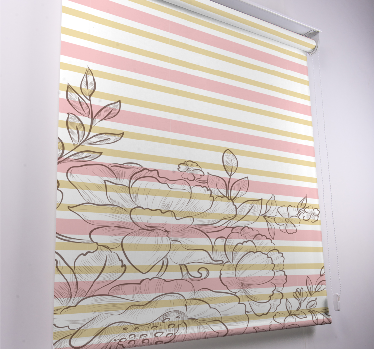 Pale Floral Stripes roller blind flowers - TenStickers