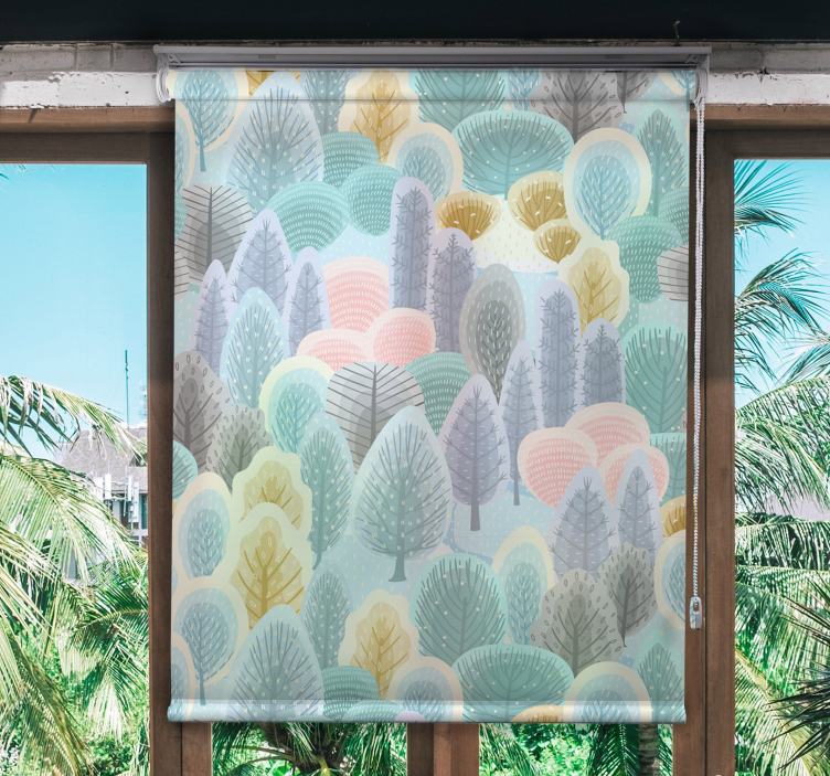 Pastel Forest Pattern tree roller blind - TenStickers
