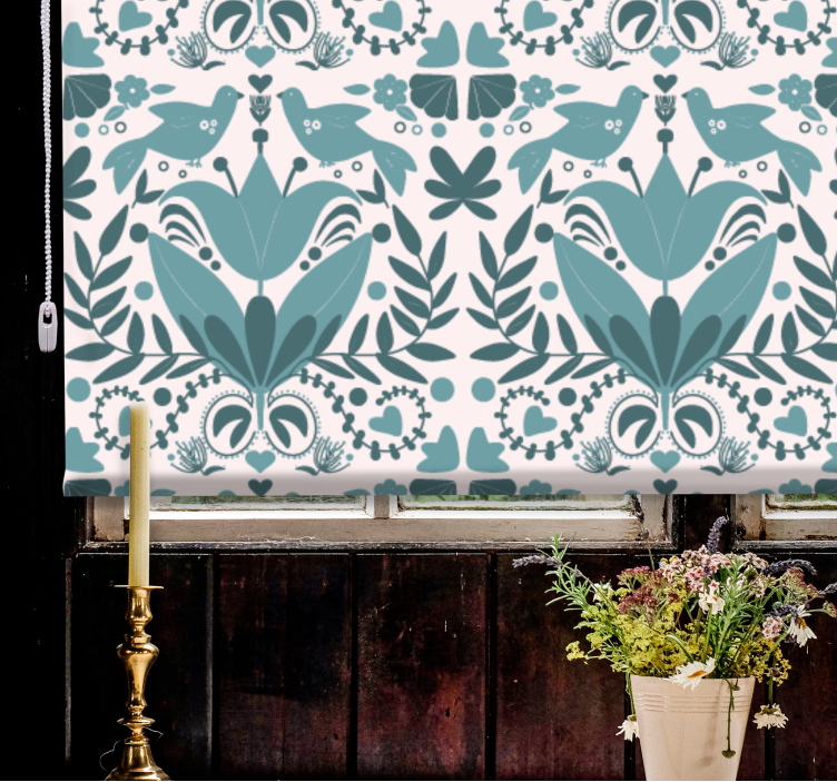 Pattern with Birds roller blind flowers - TenStickers