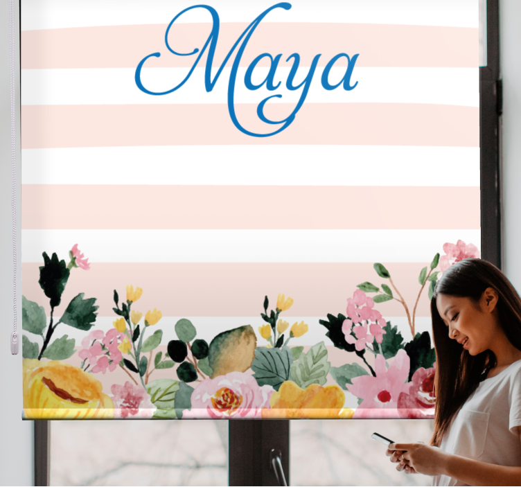 Personalised floral design teenage roller blind - TenStickers