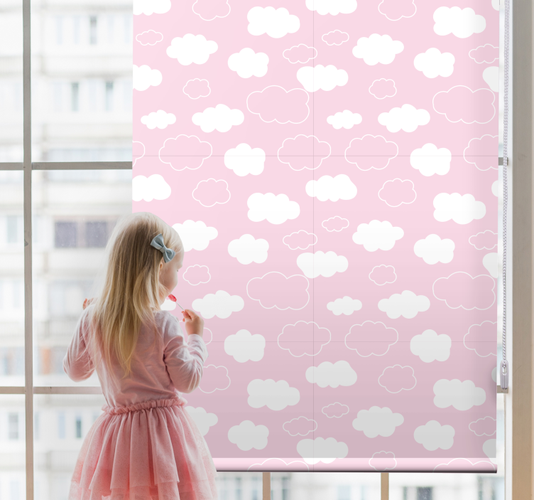 Pink and white solid color Cloud blind - TenStickers