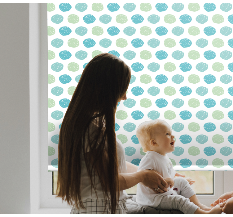 Green and blue dots kids roller blind - TenStickers