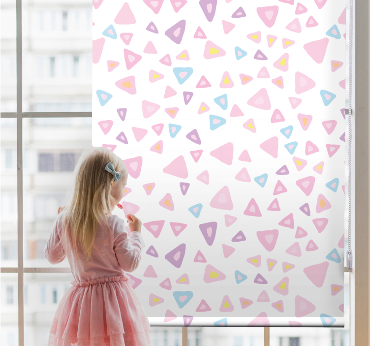Pink triangle patterns kids roller blind - TenStickers