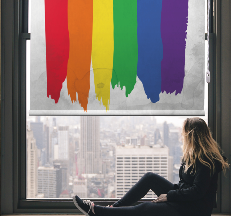 Rainbow brush stripes teenage roller blind - TenStickers