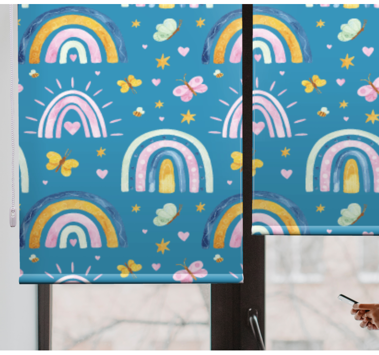 Rainbow butterflies design kids roller blind - TenStickers