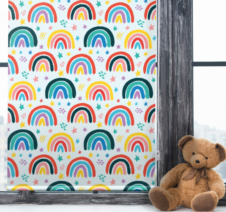 Blue rainbow patterns kids roller blind - TenStickers
