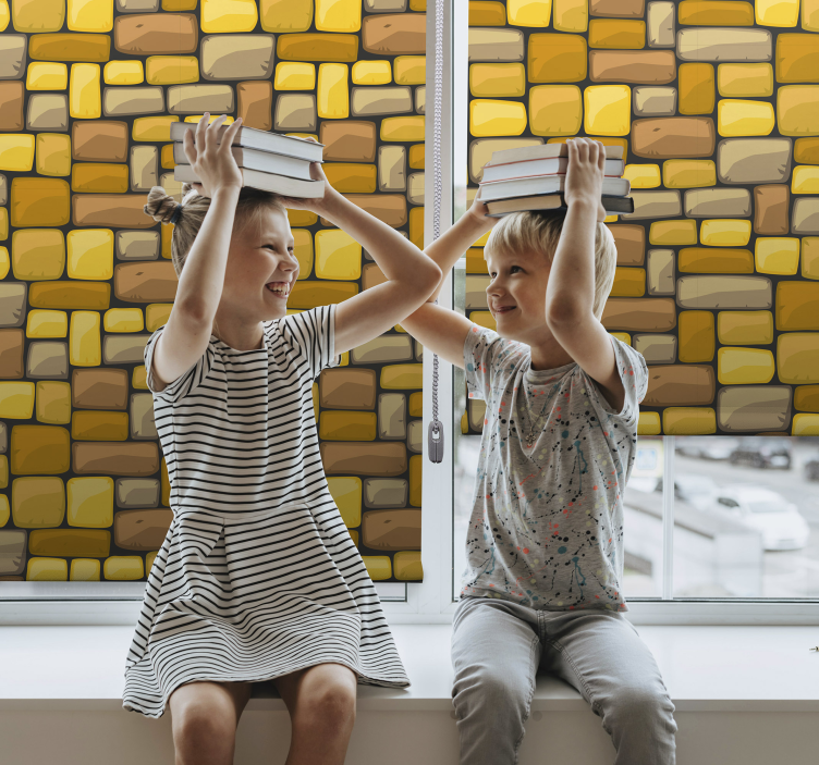 Rectangular Yellow Mosaic textured roller blind - TenStickers