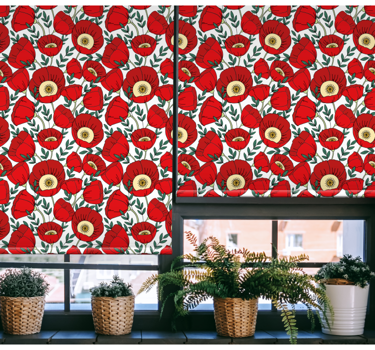 Red puppies pattern roller blind flowers - TenStickers