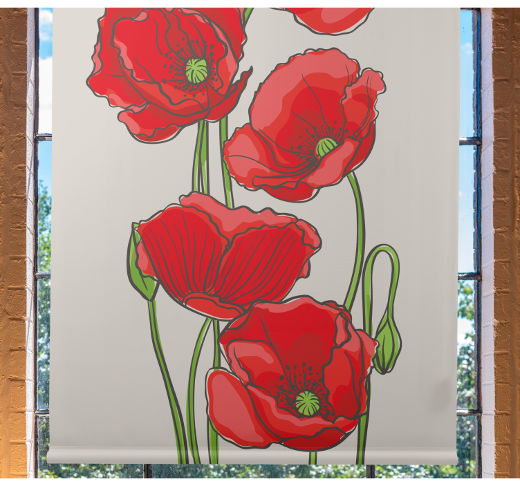 Red Poppy Flowers floral roller blind - TenStickers