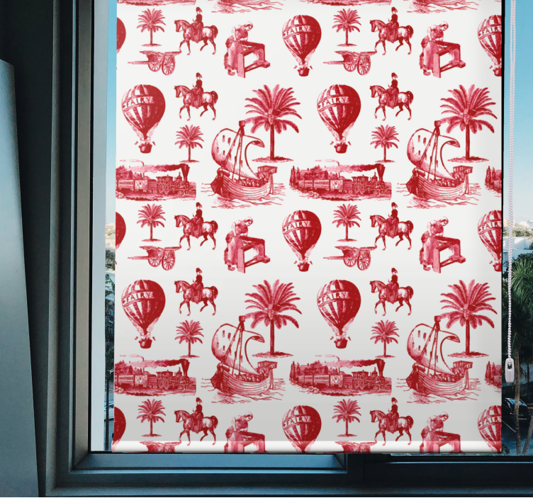 Red red palm scenes vintage roller blind - TenStickers