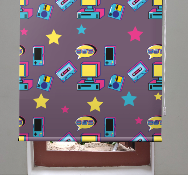 Retro Gaming Icons geek roller blind - TenStickers