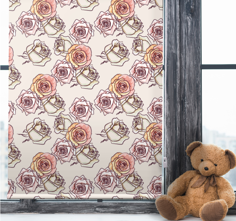 Rose Illustration Pattern roller blind flowers - TenStickers