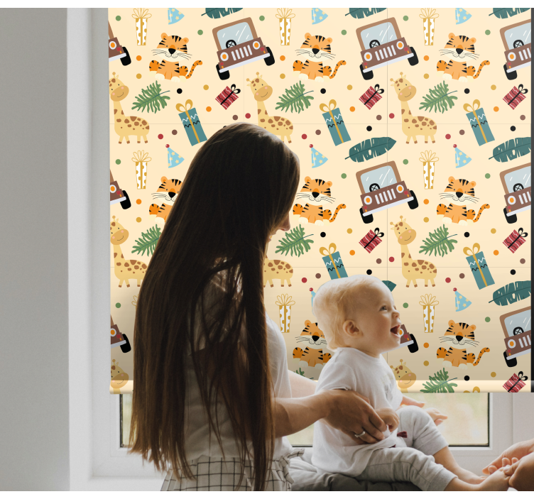 Safari-themed adventures kids roller blind - TenStickers