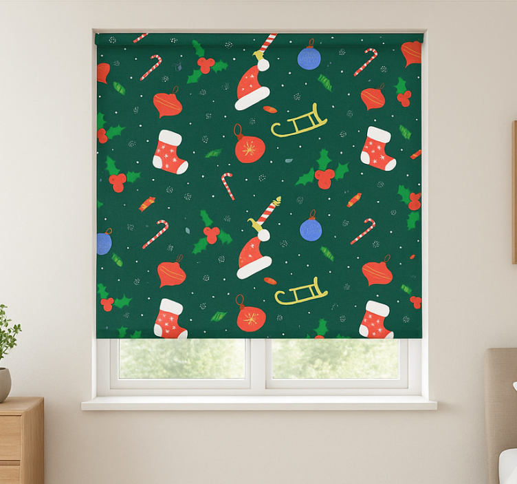 Santa Gingerbread Pattern living room roller blind - TenStickers