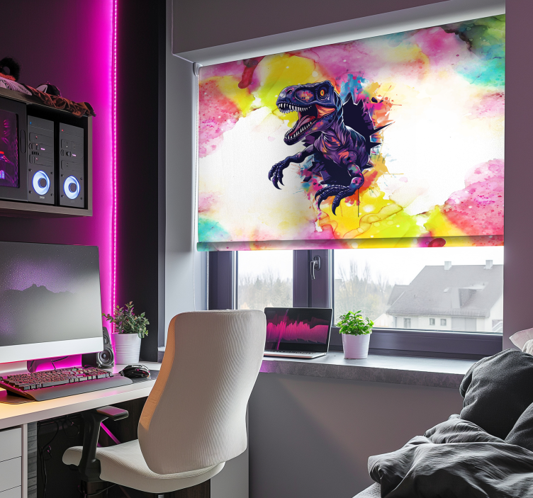 saturated colors velociraptor Dinosaur blind - TenStickers