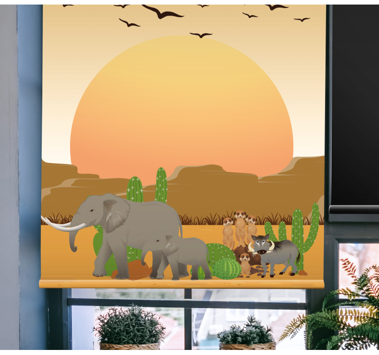 Savannah Sunset Scene animal roller blind - TenStickers