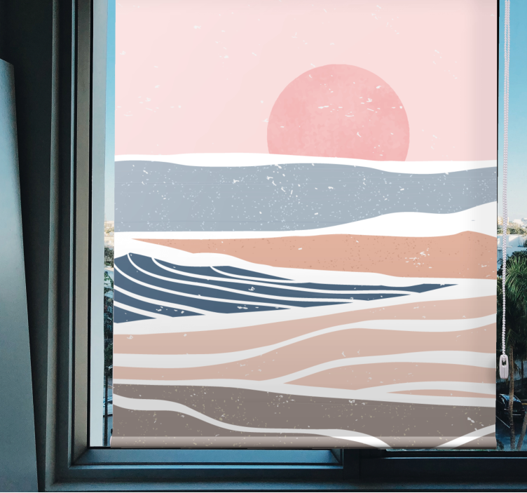 Serene Sunset Waves vintage roller blind - TenStickers