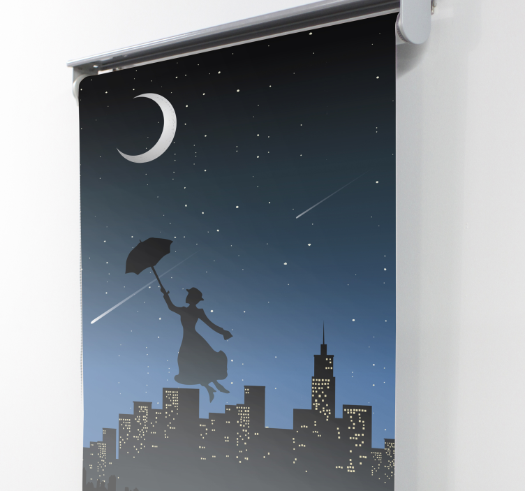 Silhouetted Umbrella Flight movie roller blind - TenStickers