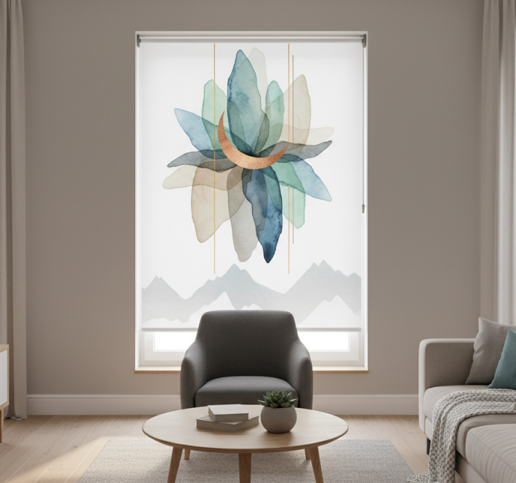 Skandinavian roller blind abstract colorful mountain scene - TenStickers