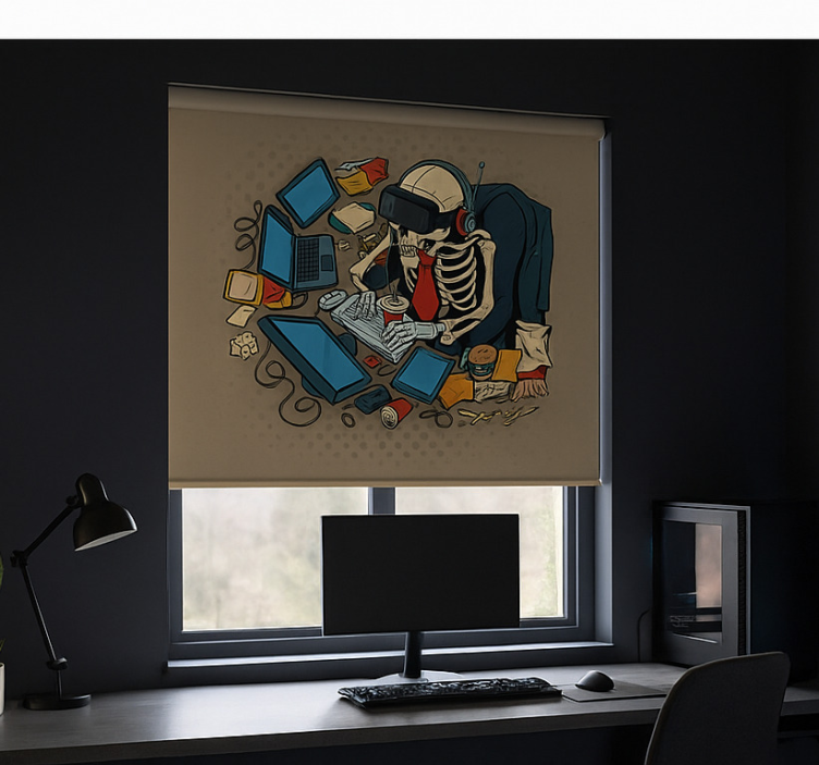 Skeleton retro gamer geek roller blind - TenStickers