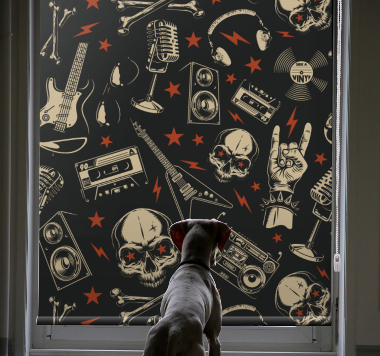 Skulls and instruments original roller blind - TenStickers