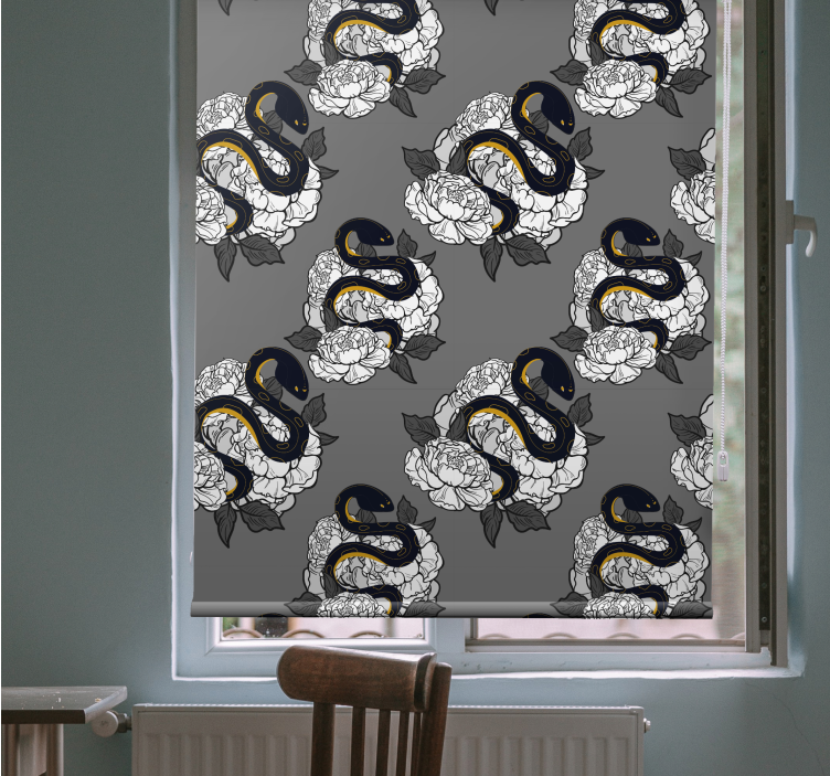 Snake and flower pattern animals roller blind - TenStickers