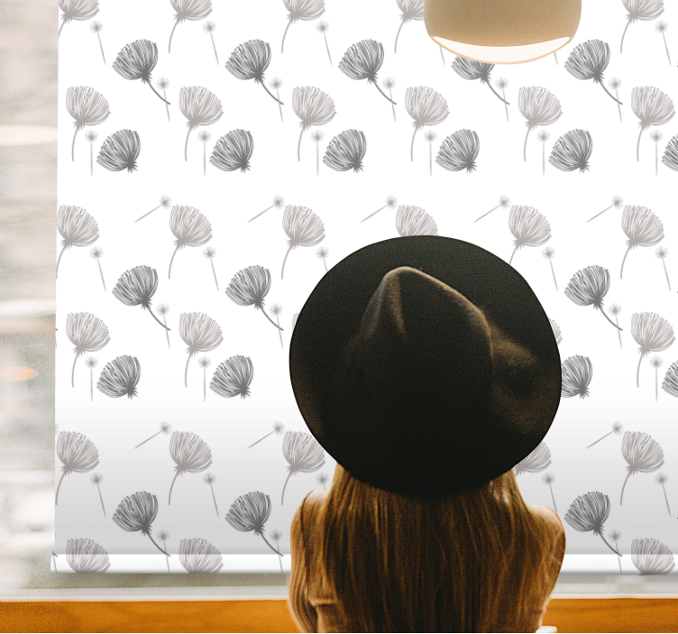 Soft grey pattern roller blind flowers - TenStickers