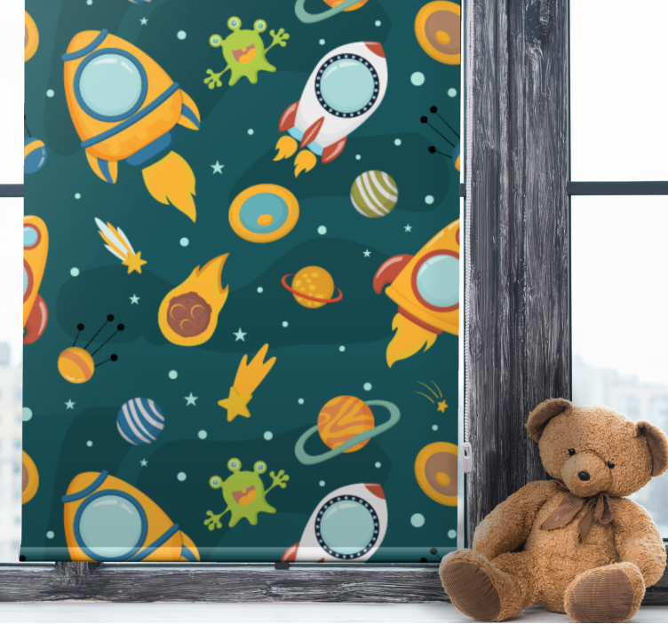 Space adventure theme kids roller blind - TenStickers