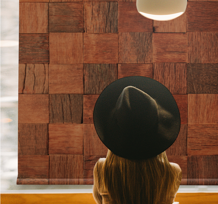 Squared wood panels textured roller blind - TenStickers