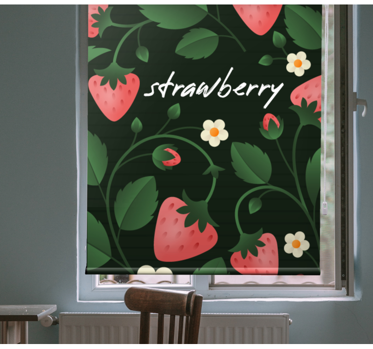 Strawberry Floral Pattern roller blind fruits - TenStickers