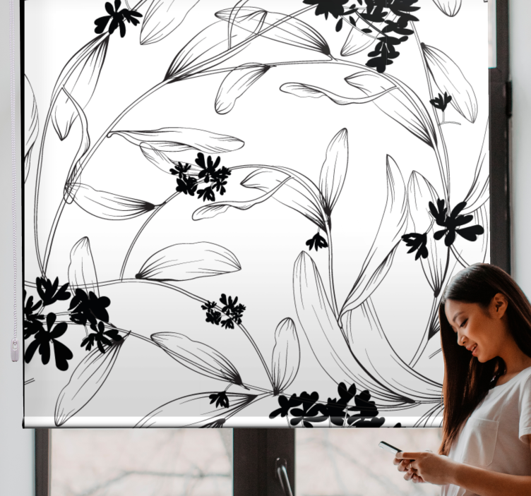Stylized Floral Pattern roller blind flowers - TenStickers