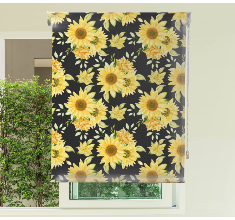 Sunflower Floral Pattern roller blind flowers - TenStickers