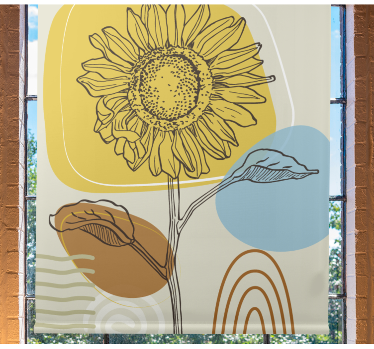 Sunflower with Circles roller blind flowers - TenStickers