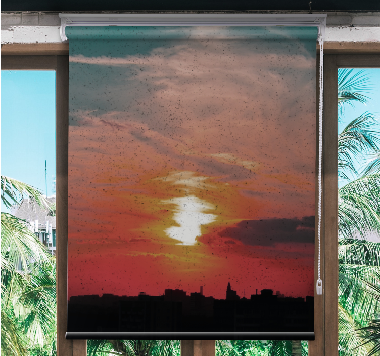 Sunset Over City roller blind clouds - TenStickers