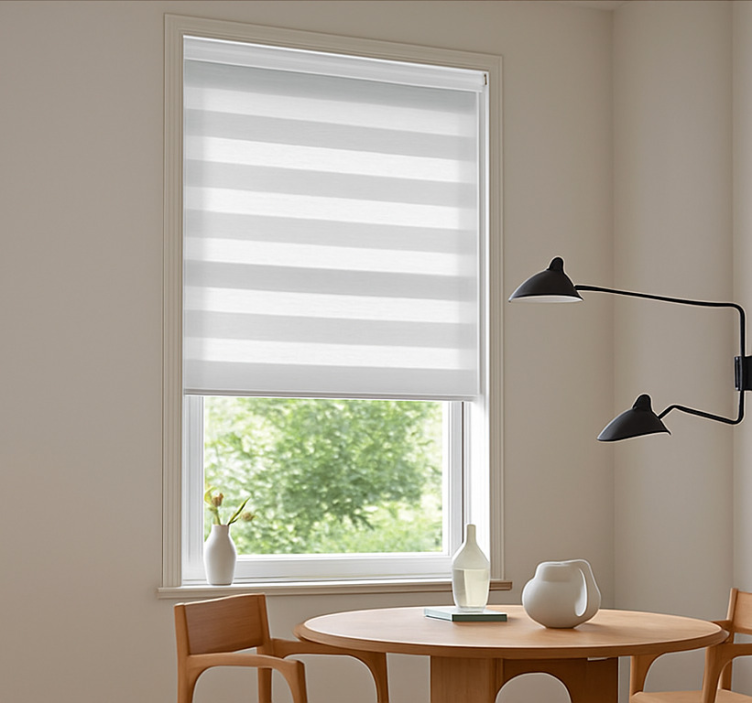 Transparent white stripes  dining room roller blind - TenStickers