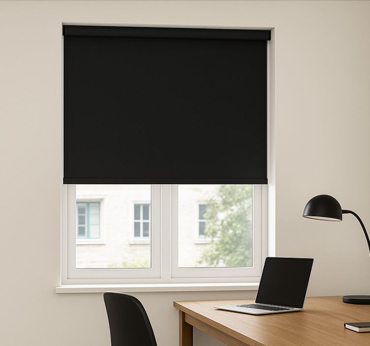 Trendy basic black office roller blind - TenStickers
