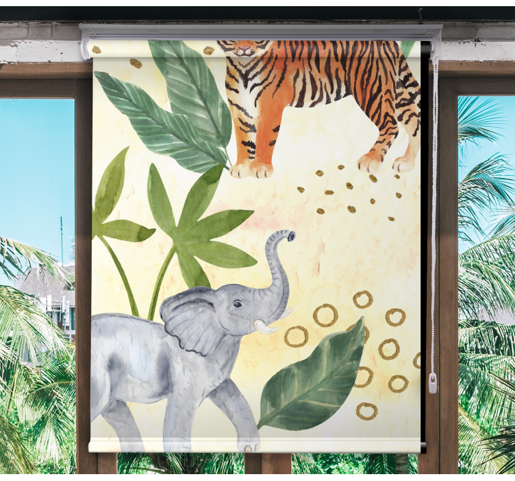 Tropical animals encounter kids roller blind - TenStickers