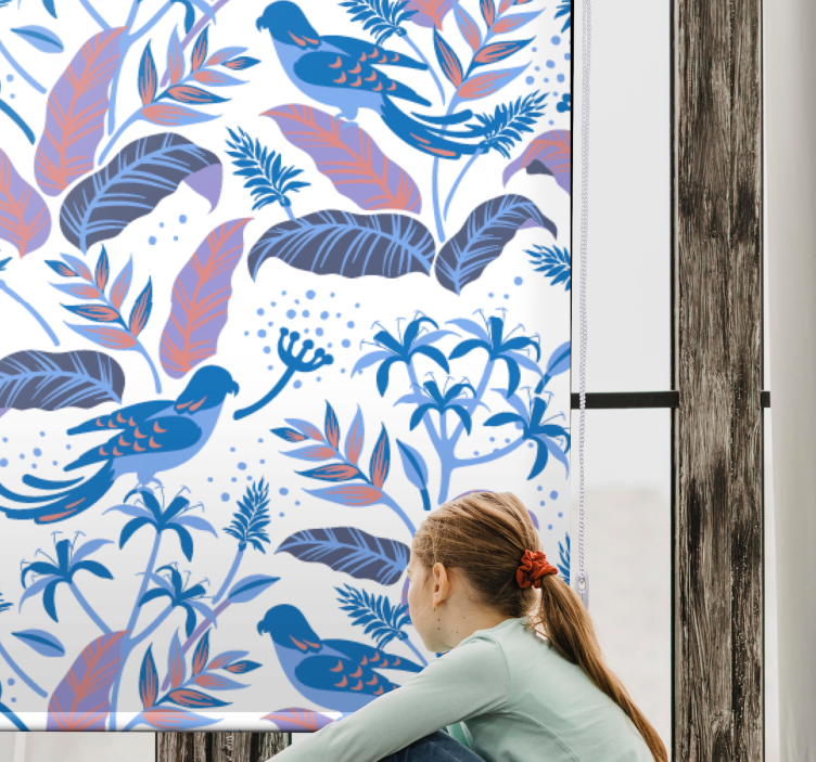 Tropical Bird and Foliage roller blind flowers - TenStickers
