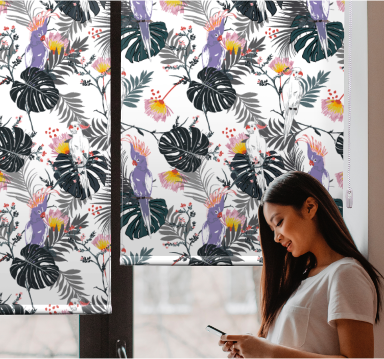 Tropical birds pattern animal roller blind - TenStickers