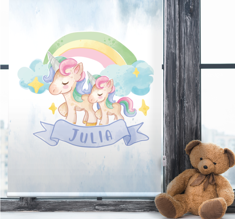 Unicorn adventure kids roller blind - TenStickers