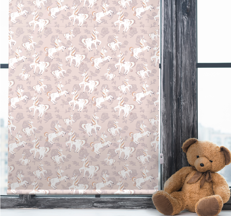 Beige unicorn fantasy kids roller blind - TenStickers