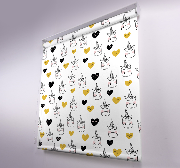 Unicorn Heart Pattern animals roller blind - TenStickers