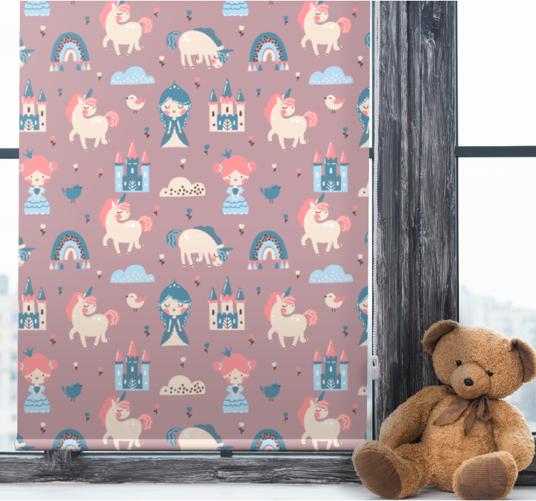 Unicorns and castles kids roller blind - TenStickers