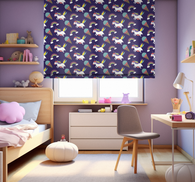 Unicorns and Rainbows kids roller blind - TenStickers