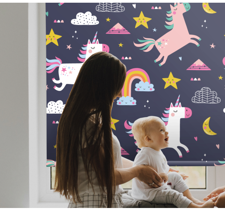 Unicorns and stars kids roller blind - TenStickers