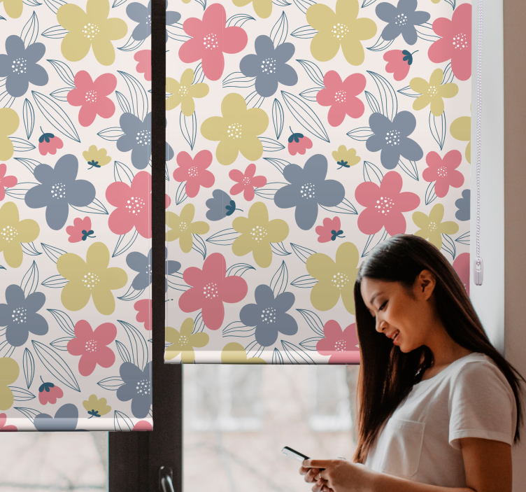 Vibrant Botanical Motifs roller blind flowers - TenStickers