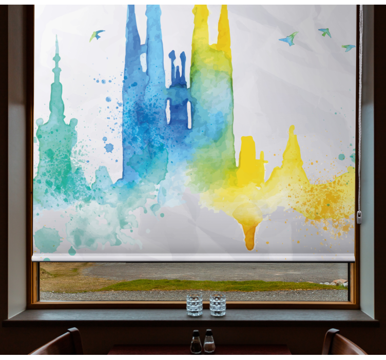 Aquarella Sagrada Familia roller blind - TenStickers